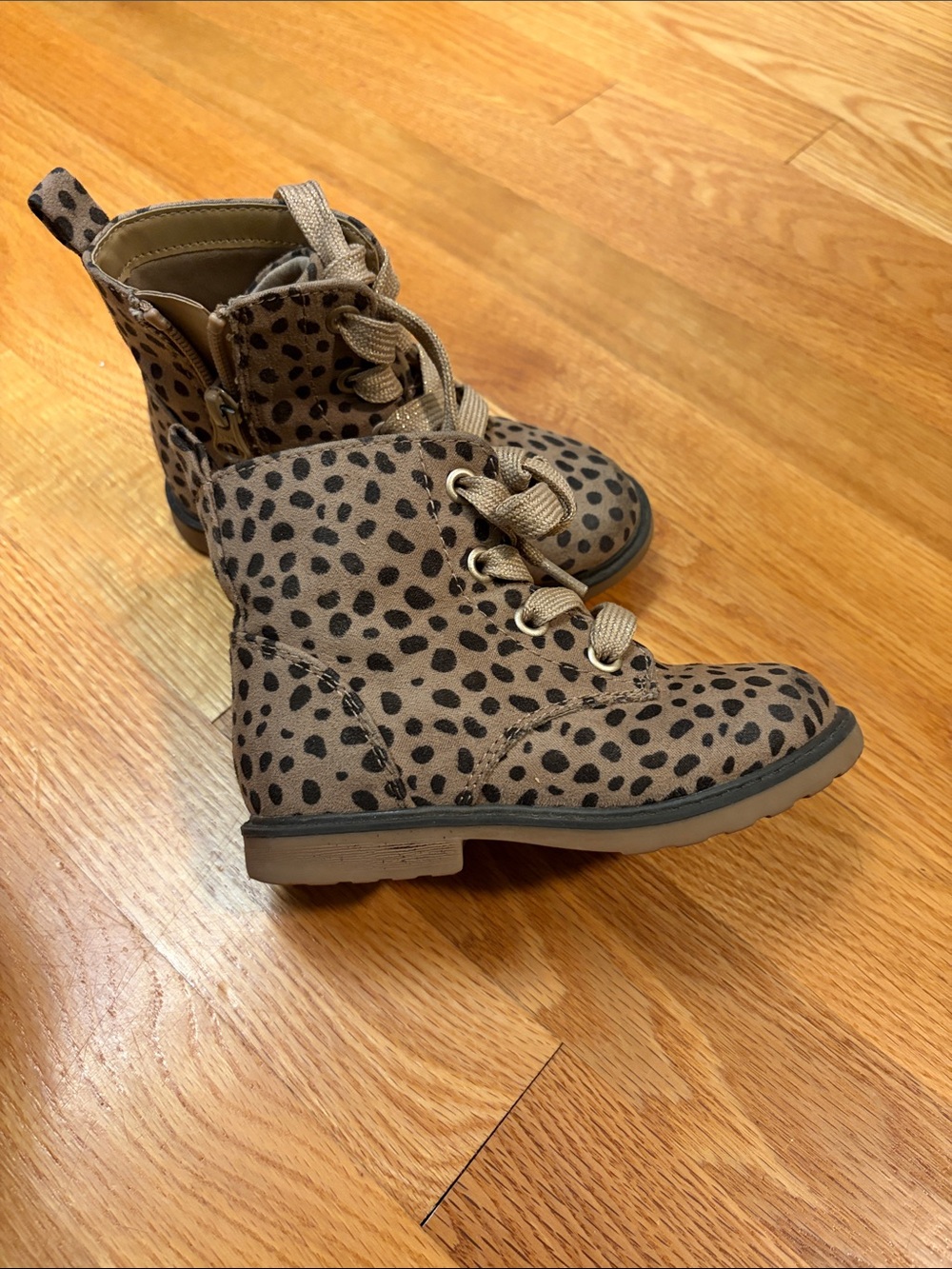 Cat & Jack Tan and Black Cheetah Print Lace-Up Kids Boots